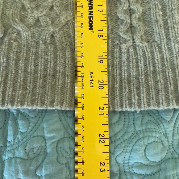 J Crew Womens Lambswool Pom Pom Cable Knit Crewneck Sweater Green Medium - Picture 7 of 9